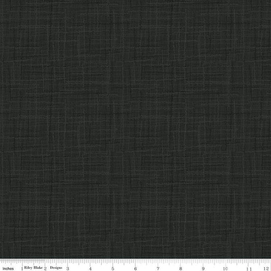 Grasscloth Cottons- Black: Sold By The 1/2 Yard- Cut Continuously