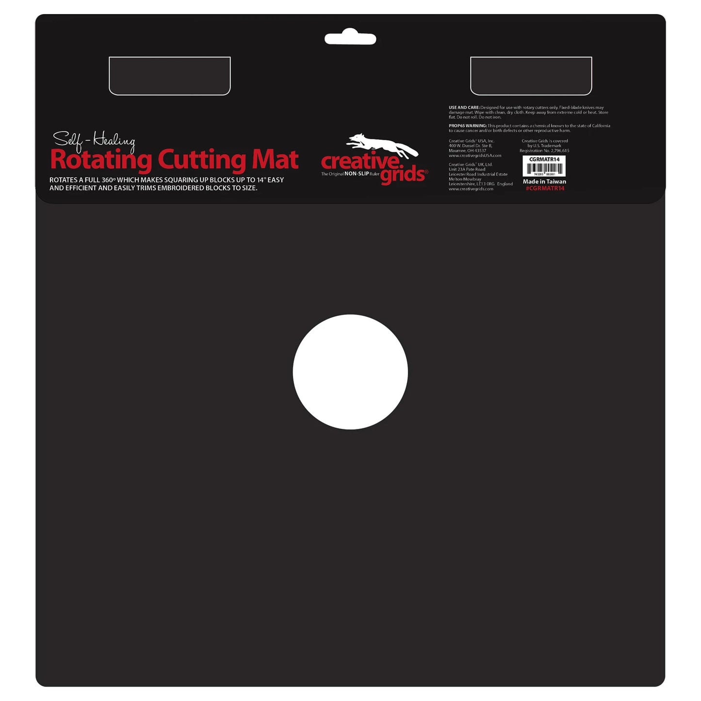Creative Grids- Self Healing Rotating Rotary Cutting Mat: 14in x 14in