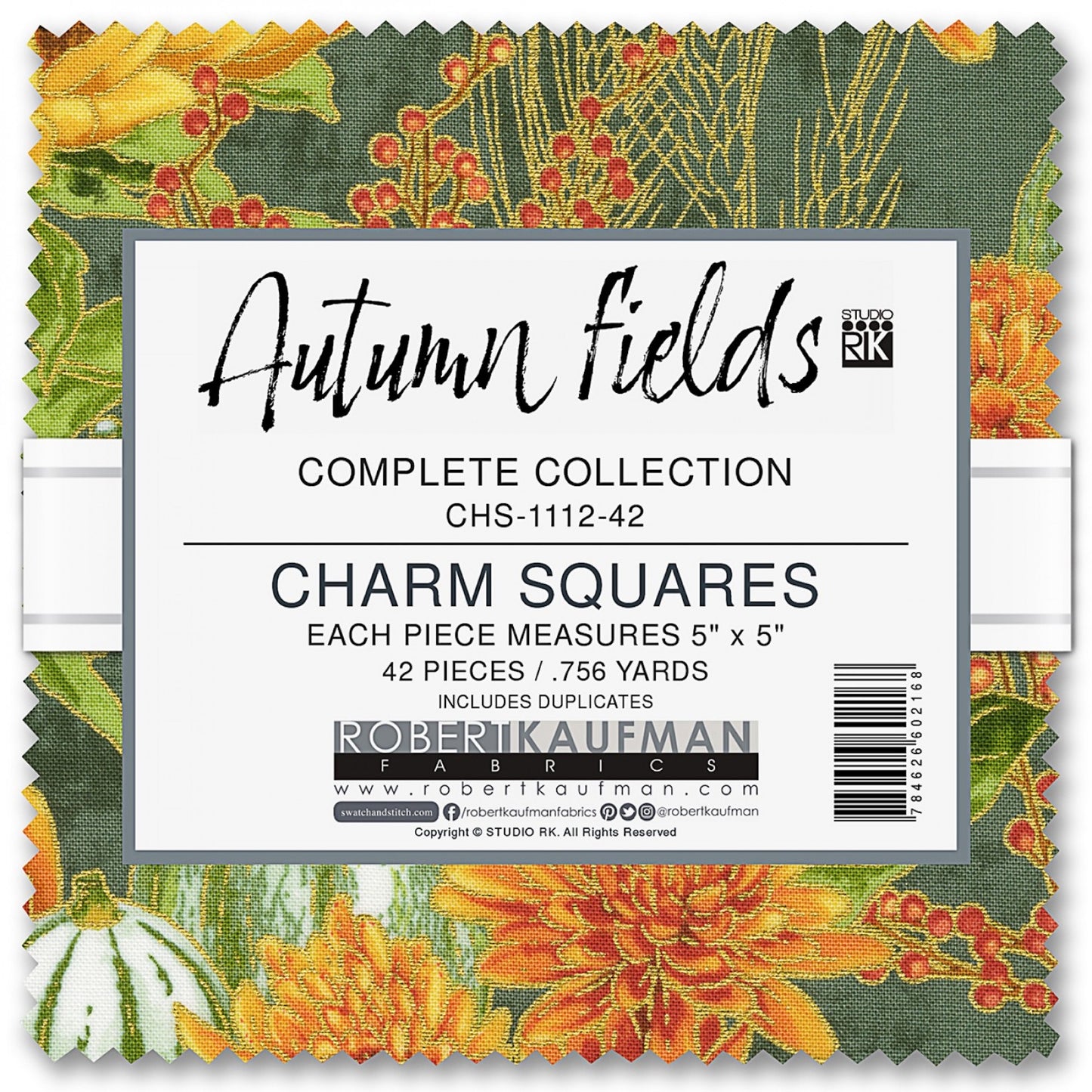 Autumn Fields 5" Charm Squares- Gold Metallic
