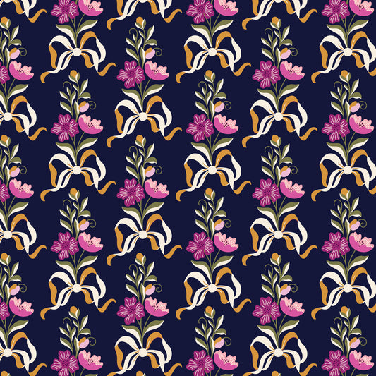 Rococo Riot- Noir Floral Fete: Sold by the 1/2 Yard