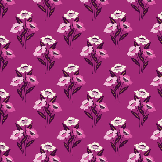 Rococo Riot- Plum Fleur Fatales: Sold by the 1/2 Yard