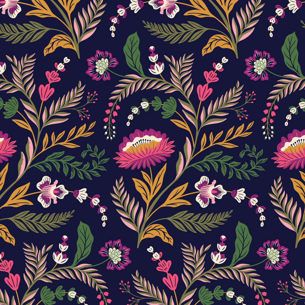 Rococo Riot- Noir Flora Nocturne: Sold by the 1/2 Yard