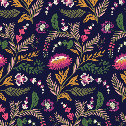 Rococo Riot- Noir Flora Nocturne: Sold by the 1/2 Yard