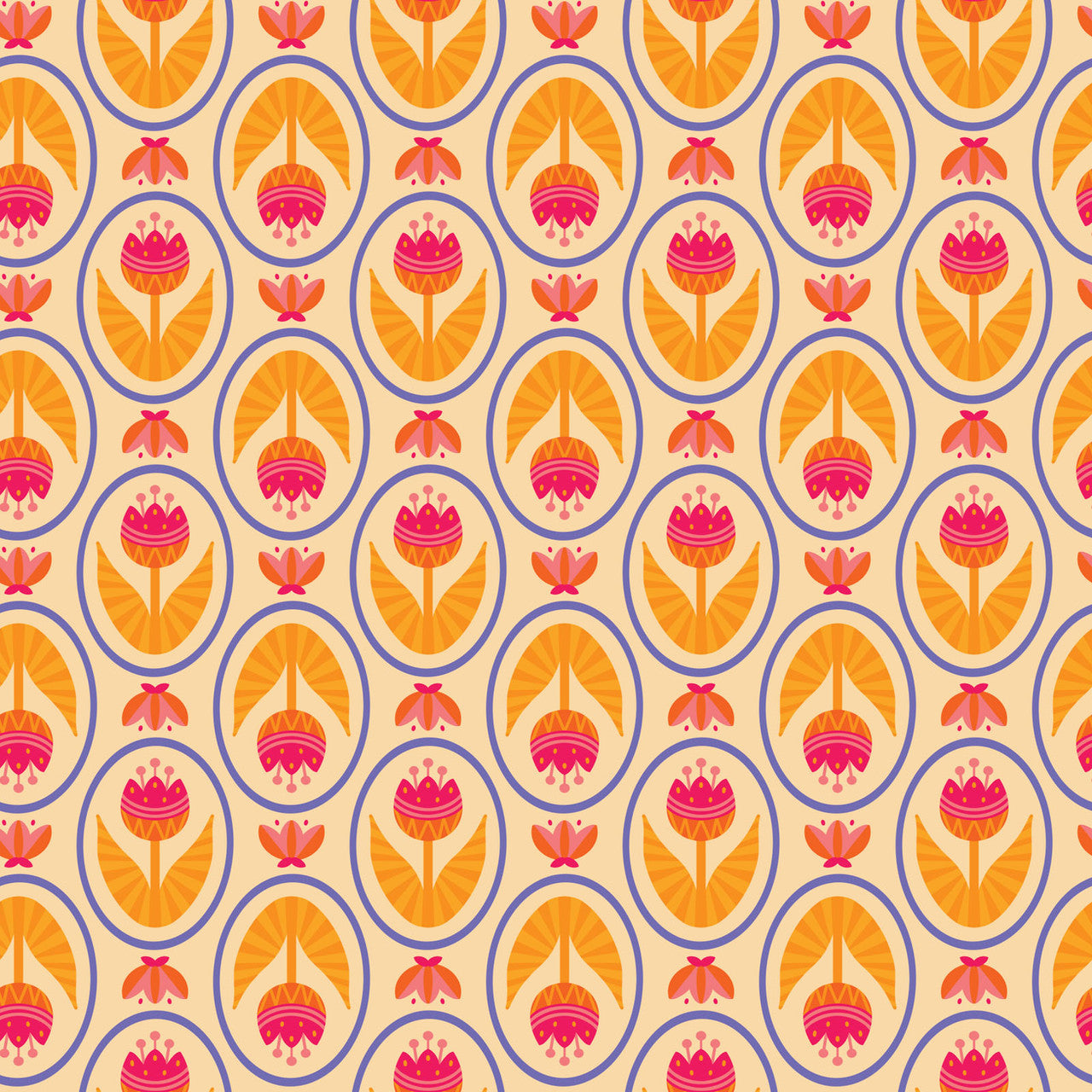 Blooming Garden- Orange Tulip Love: Sold by the 1/2 Yard