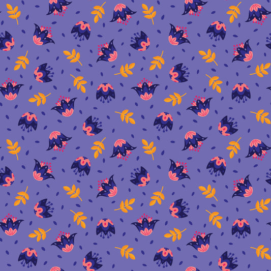 Blooming Garden- Blue Flower Dance: Sold by the 1/2 Yard