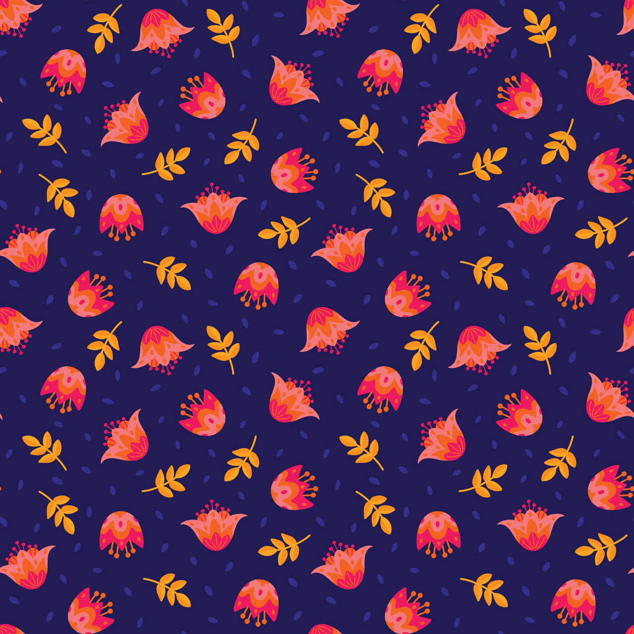 Blooming Garden- DK Blue Flower Dance: Sold by the 1/2 Yard