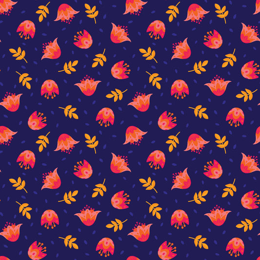 Blooming Garden- DK Blue Flower Dance: Sold by the 1/2 Yard