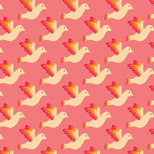 Blooming Garden- Pink Birdies: Sold by the 1/2 Yard