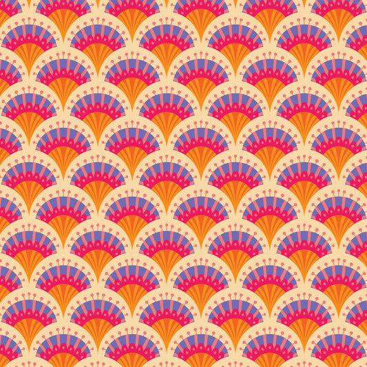 Blooming Garden- Orange Fan Flowers: Sold by the 1/2 Yard
