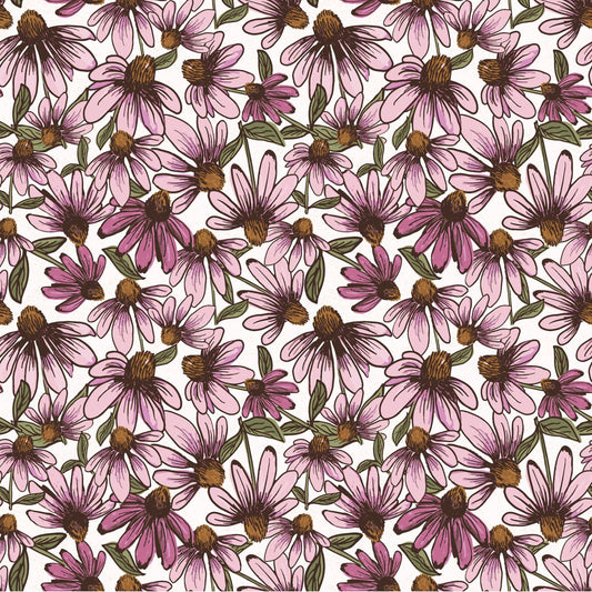 Coneflower Corral- White Echinacea: Sold by the 1/2 yard.