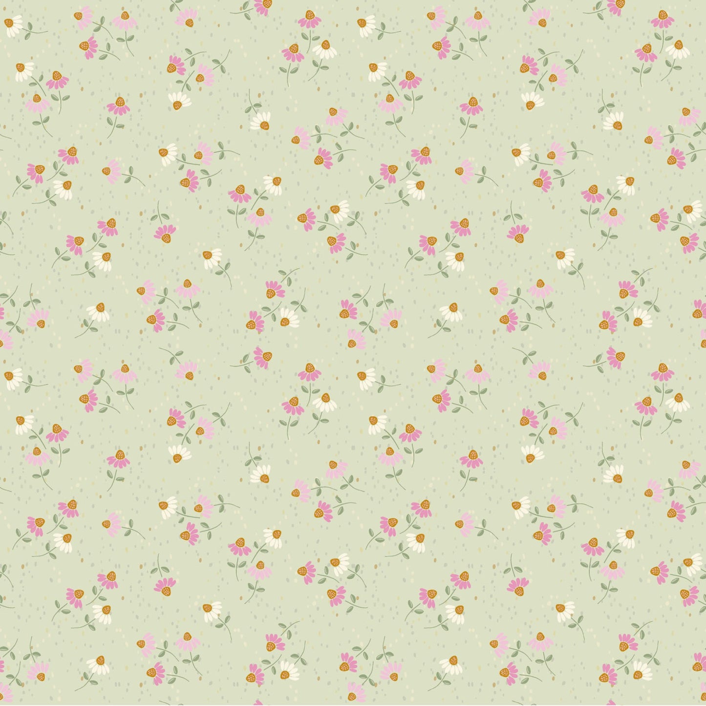 Coneflower Corral- Light Olive Ditsy Floral: Sold by the 1/2 yard