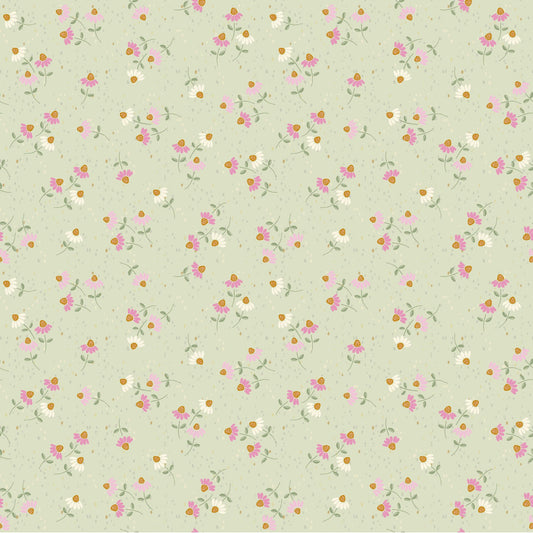 Coneflower Corral- Light Olive Ditsy Floral: Sold by the 1/2 yard