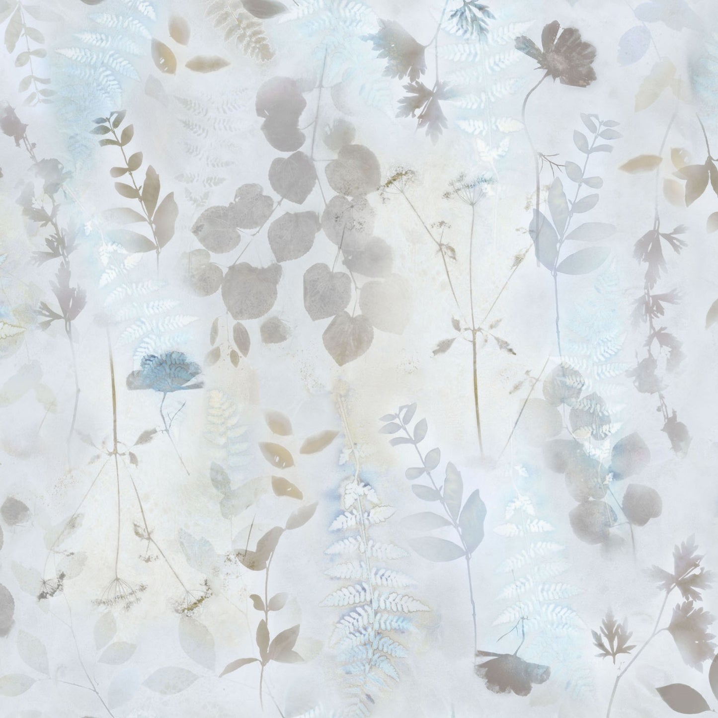 Naturescape- Pale Blue Large Botanical: Sold by the 1/2 yard