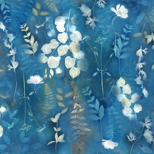Naturescape- Dark Sky Large Botanical: Sold by the 1/2 yard