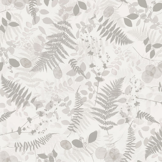 Naturescape- Light Taupe Ferns: Sold by the 1/2 yard