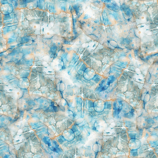 Naturescape- Light Sky Marbling: Sold by the 1/2 yard