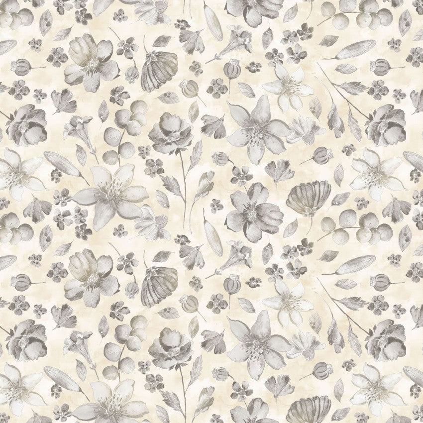 Night Whispers- Light Taupe Floral: Sold by the 1/2 yard