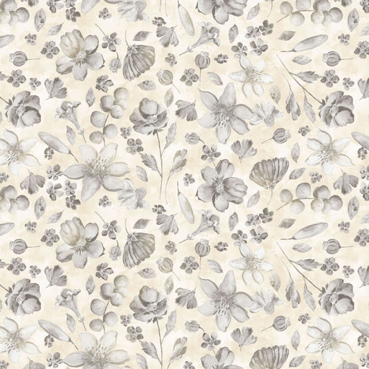 Night Whispers- Light Taupe Floral: Sold by the 1/2 yard