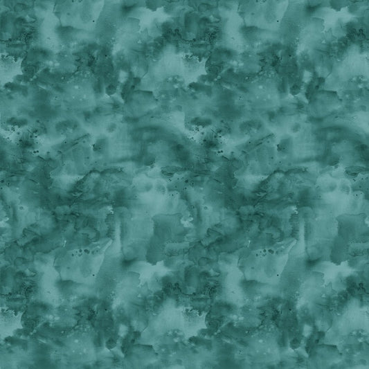 Night Whispers- Teal Watercolor Wash: Sold by the 1/2 yard