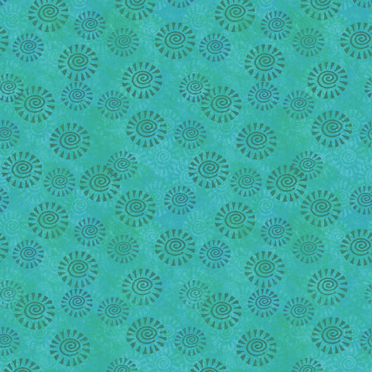 Oceania- Teal Geo: Sold by the 1/2 yard.