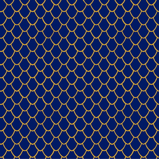 Oceania- Navy Blue Scales Metallic: Sold by the 1/2 yard.