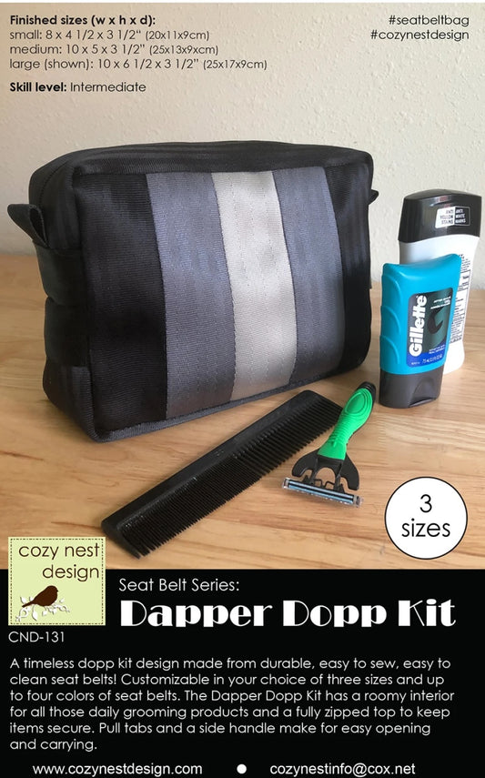 The Dapper Dopp Seat Belt Bag Kit- Black/Gray
