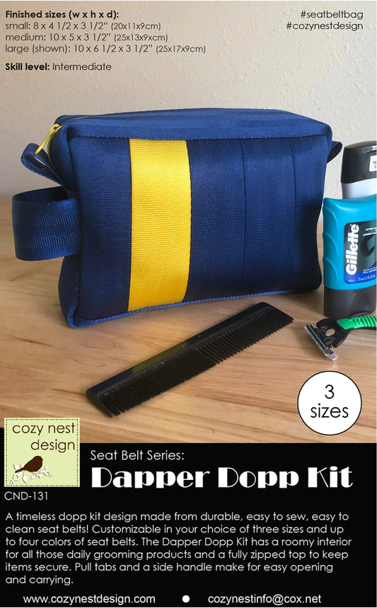 The Dapper Dopp Seat Belt Bag Kit- Navy/Yellow