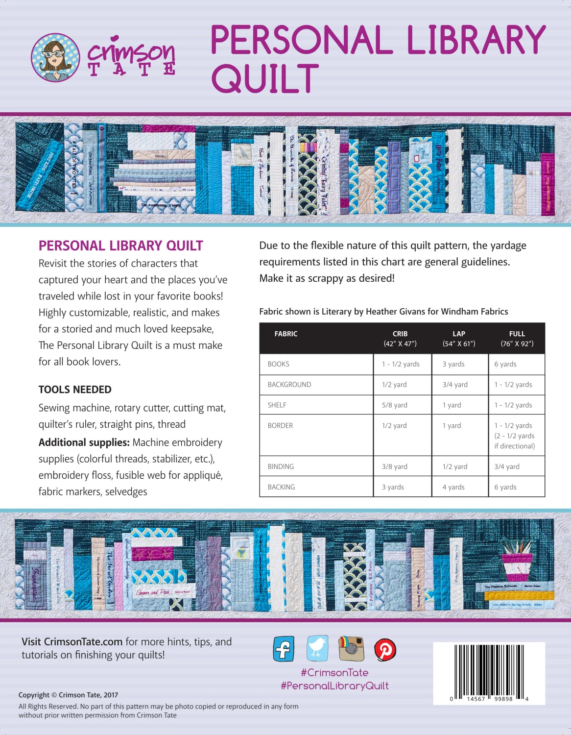 Personal Library Quilt Pattern