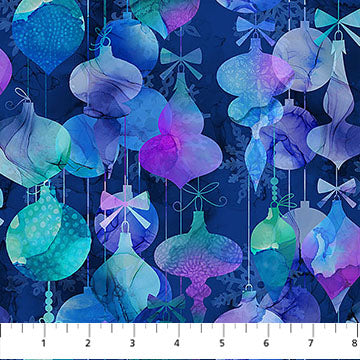 Midwinter Magic- Dark Blue Ornaments: Sold by the 1/2 yard- PREORDER