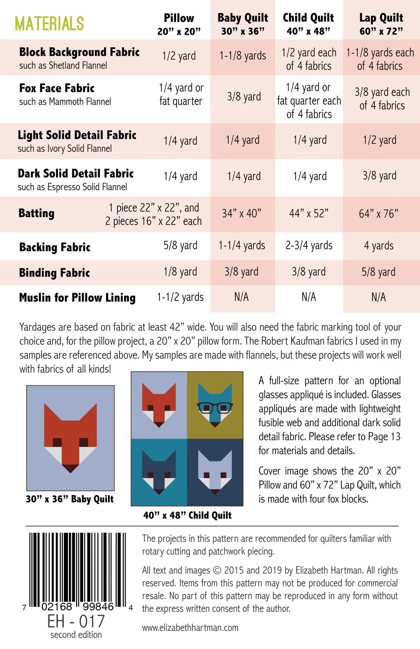 Fancy Fox II Quilt & Pillow Pattern