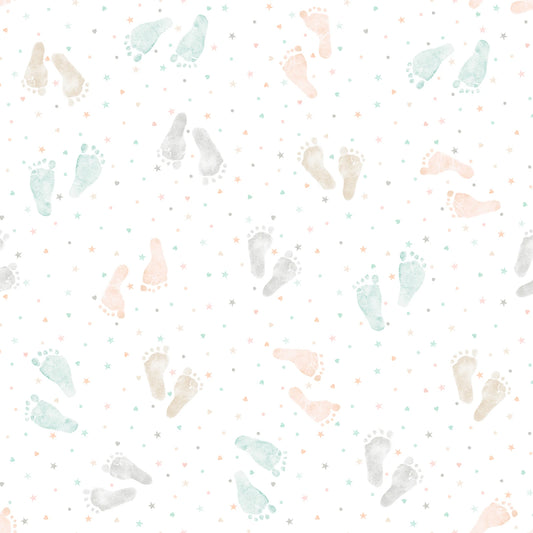 First Impressions Flannel- Footprints: Sold by the 1/2 yard