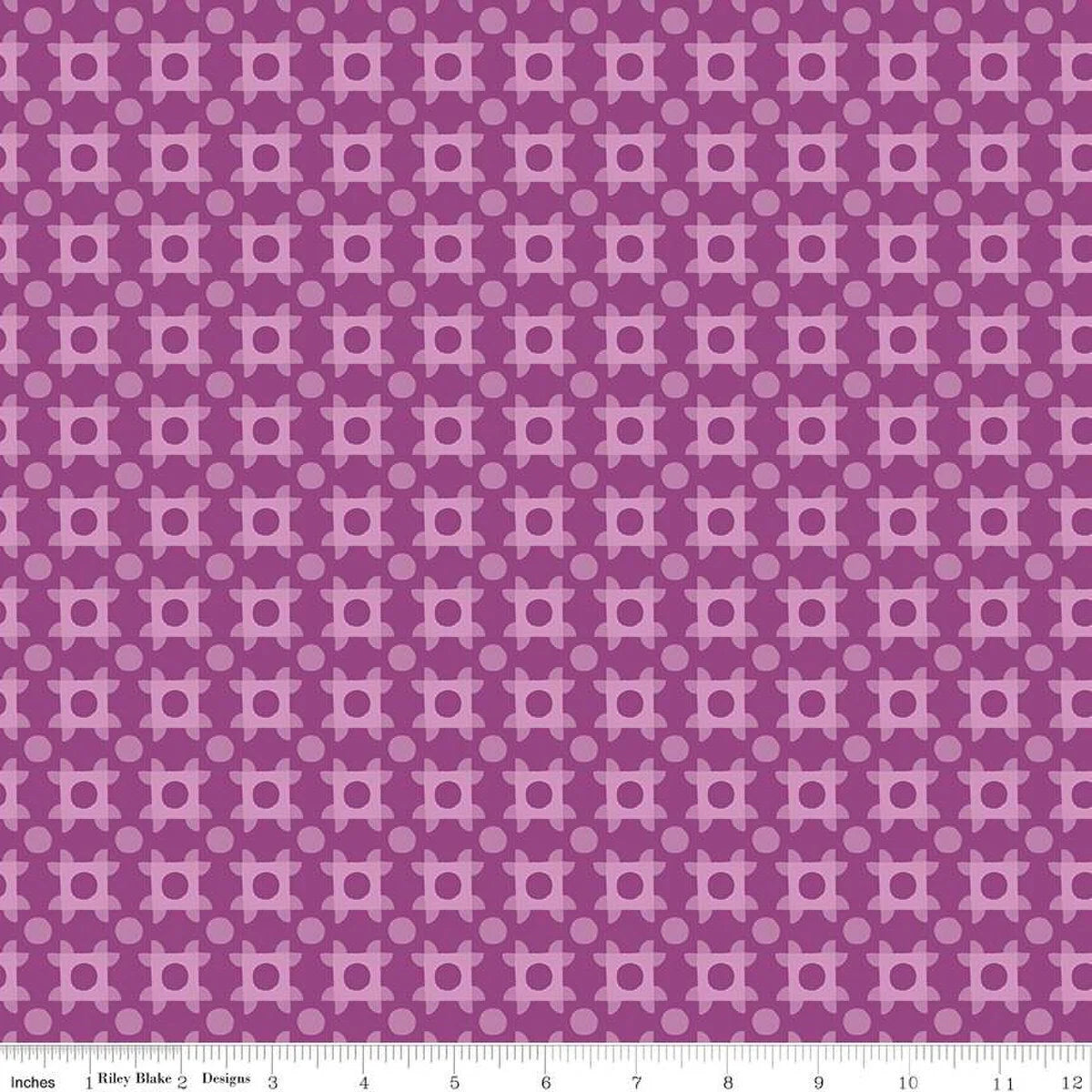 The Genesis of a Journey- Grape Patchwork Piazza: Sold by the 1/2 yard