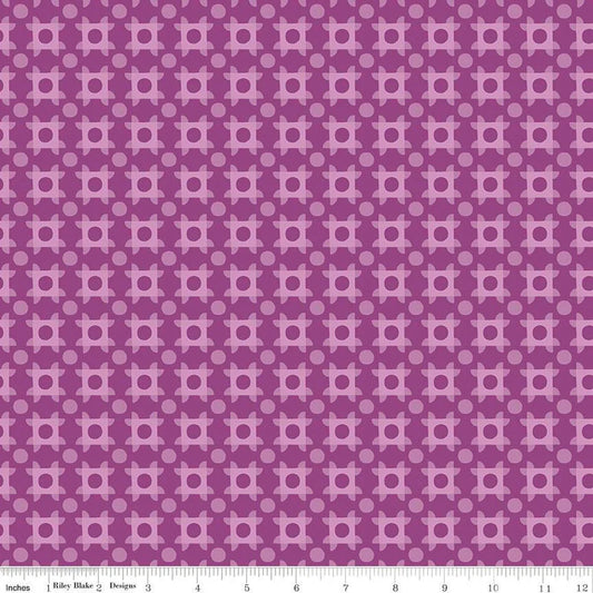 The Genesis of a Journey- Grape Patchwork Piazza: Sold by the 1/2 yard