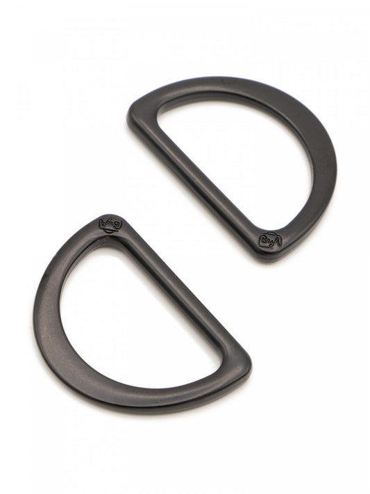 D Ring Flat 1" Black Metal: 2Pcs