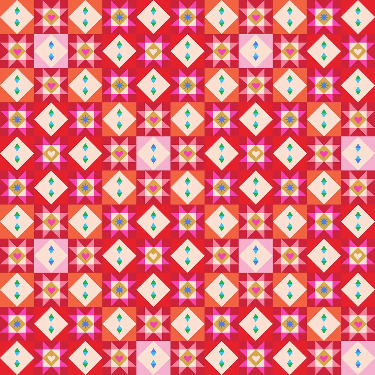 Home for Christmas- Festive Tiles: Sold by the 1/2 yard