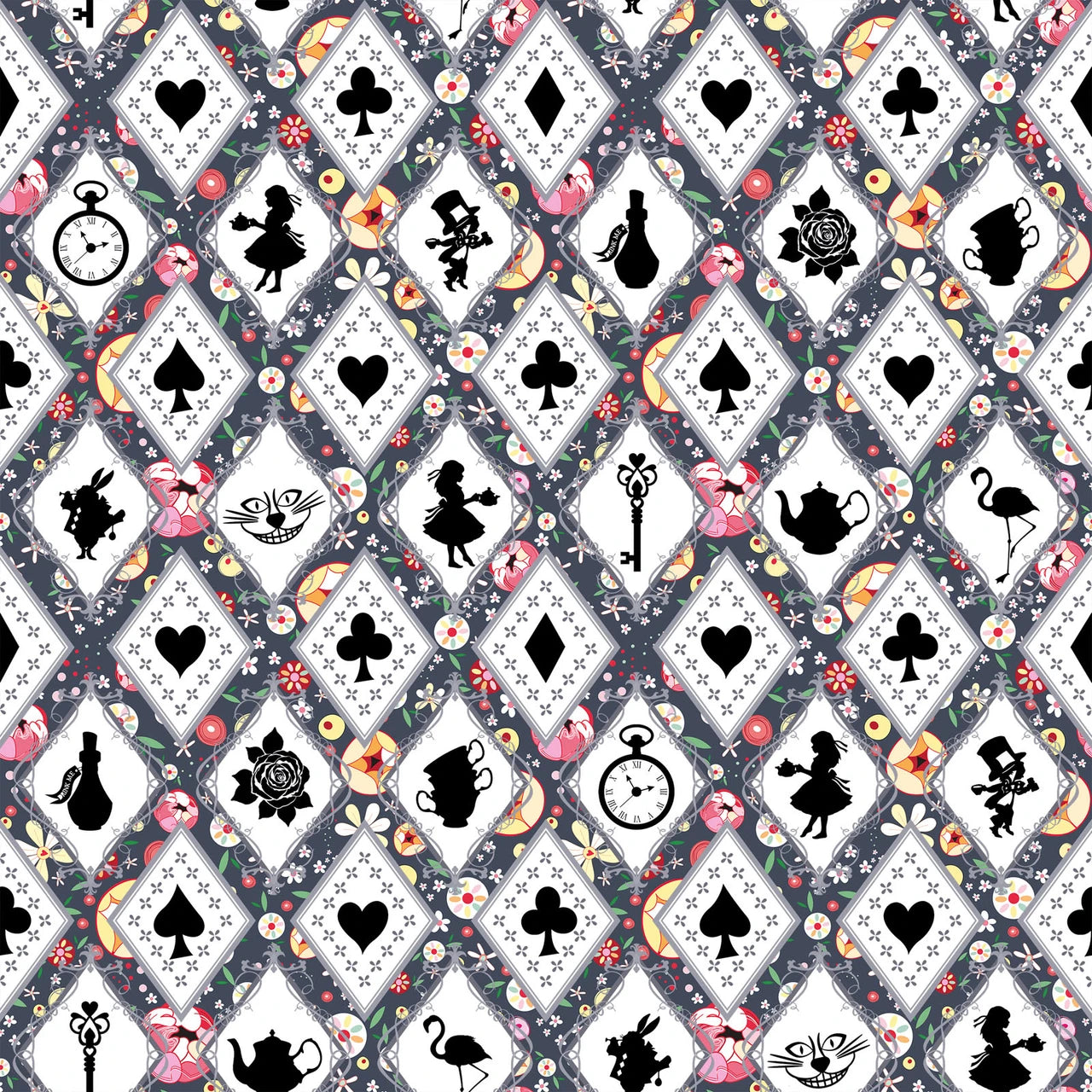 Alice- Multi Silhouettes: Sold by the 1/2 yard