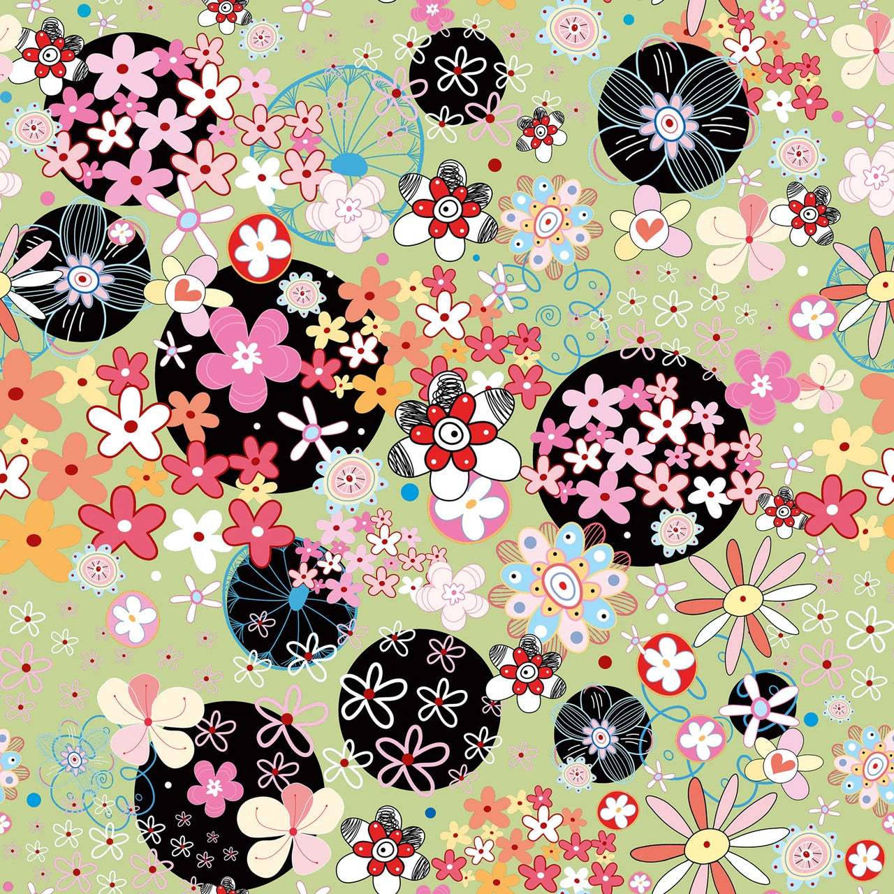 Alice- Multi Garden: Sold by the 1/2 yard