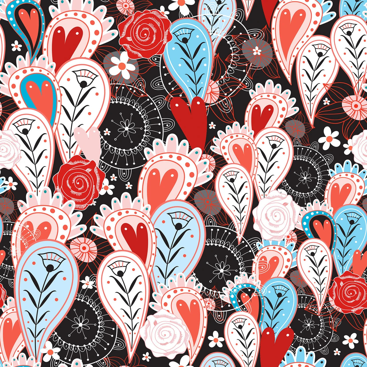 Alice- Red Hearts: Sold by the 1/2 yard