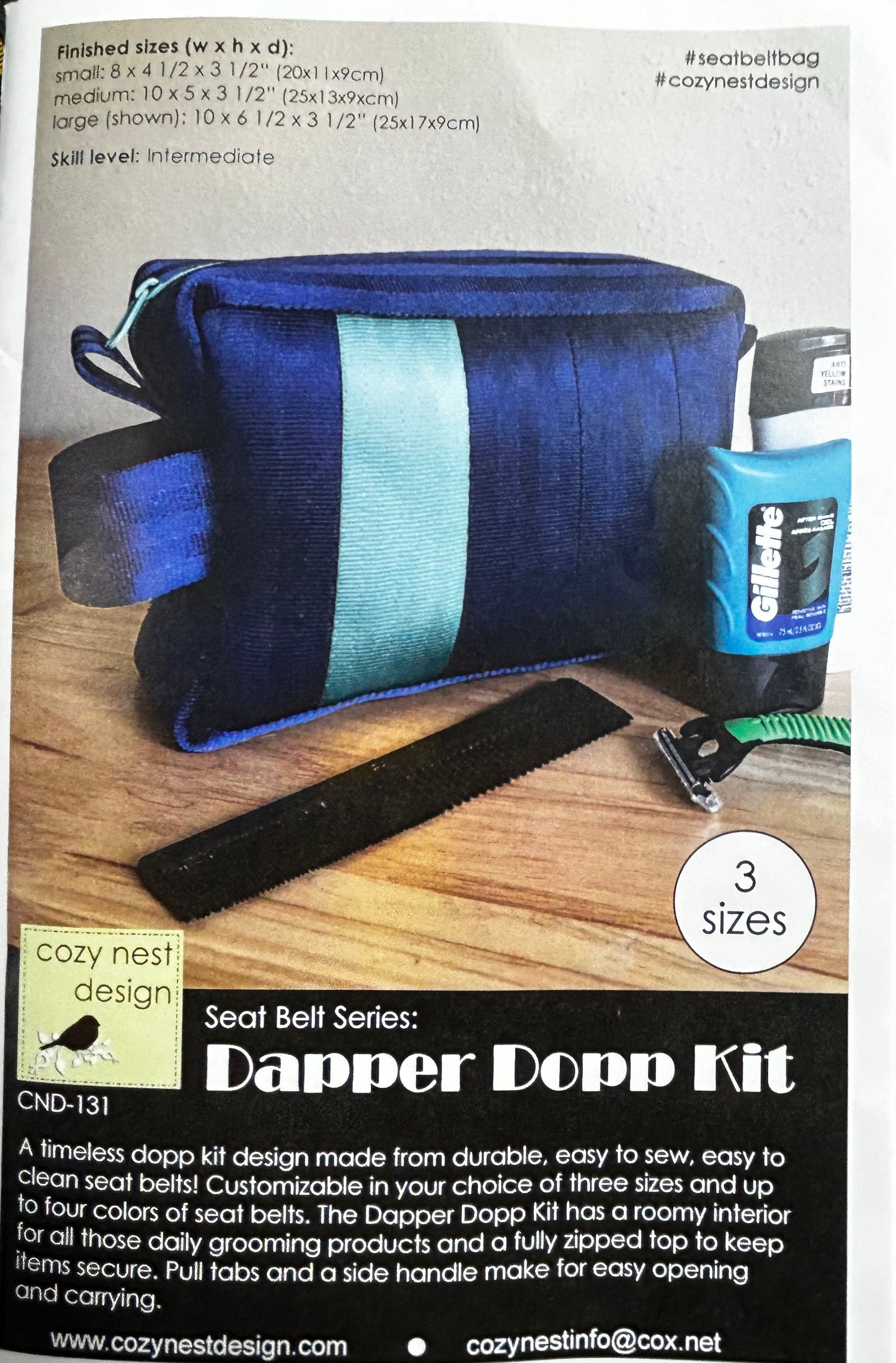 The Dapper Dopp Seat Belt Bag Kit- Dark Blue/Steel Blue