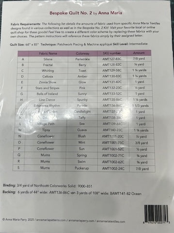 Bespoke Quilt #2- Pattern