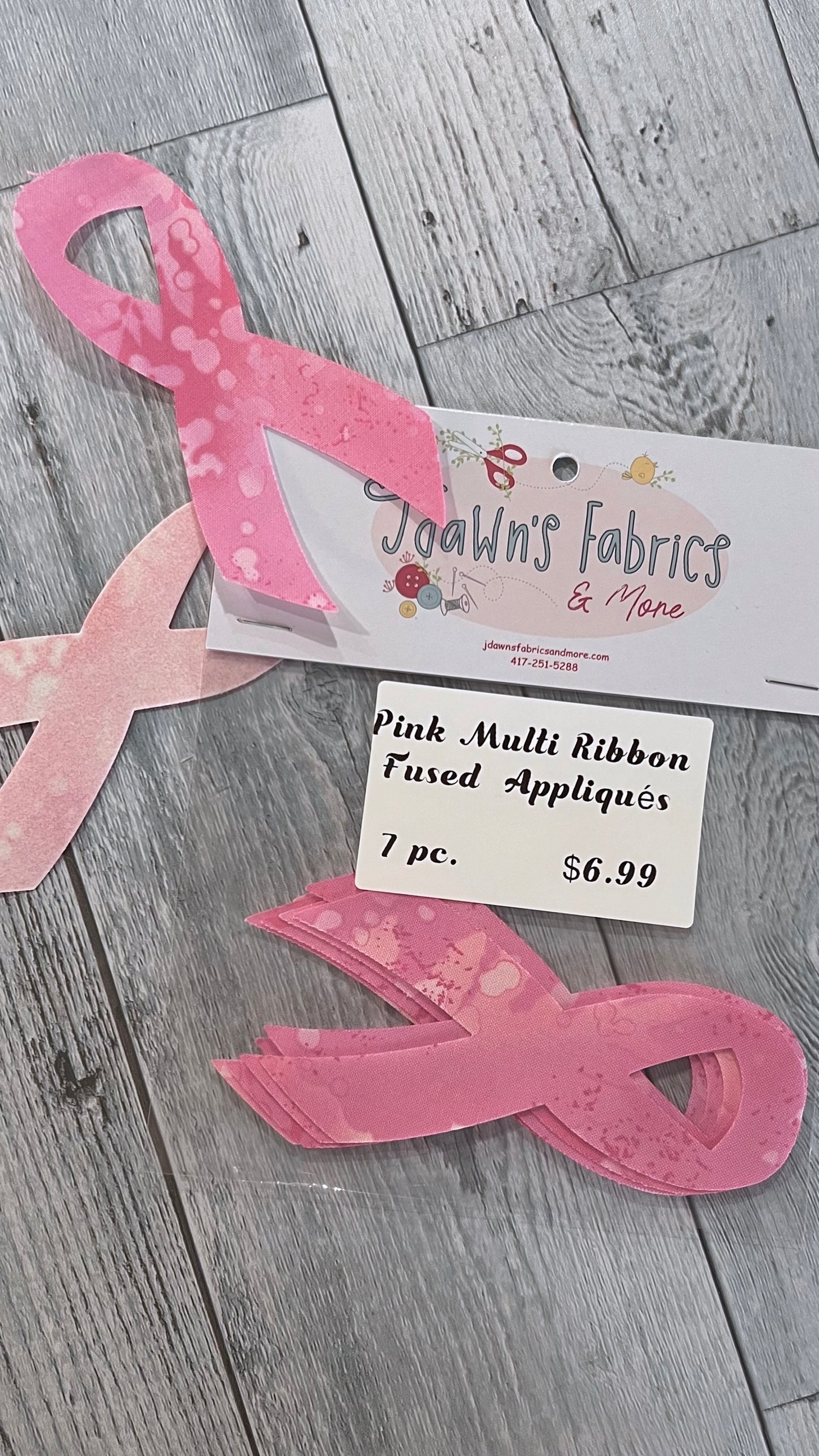 Pink Blender Ribbon Fused Appliques: Choice of Quantity