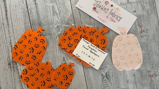 Orange Jack-O-Lantern Pumpkin Fused Appliques: Choice of Quantity