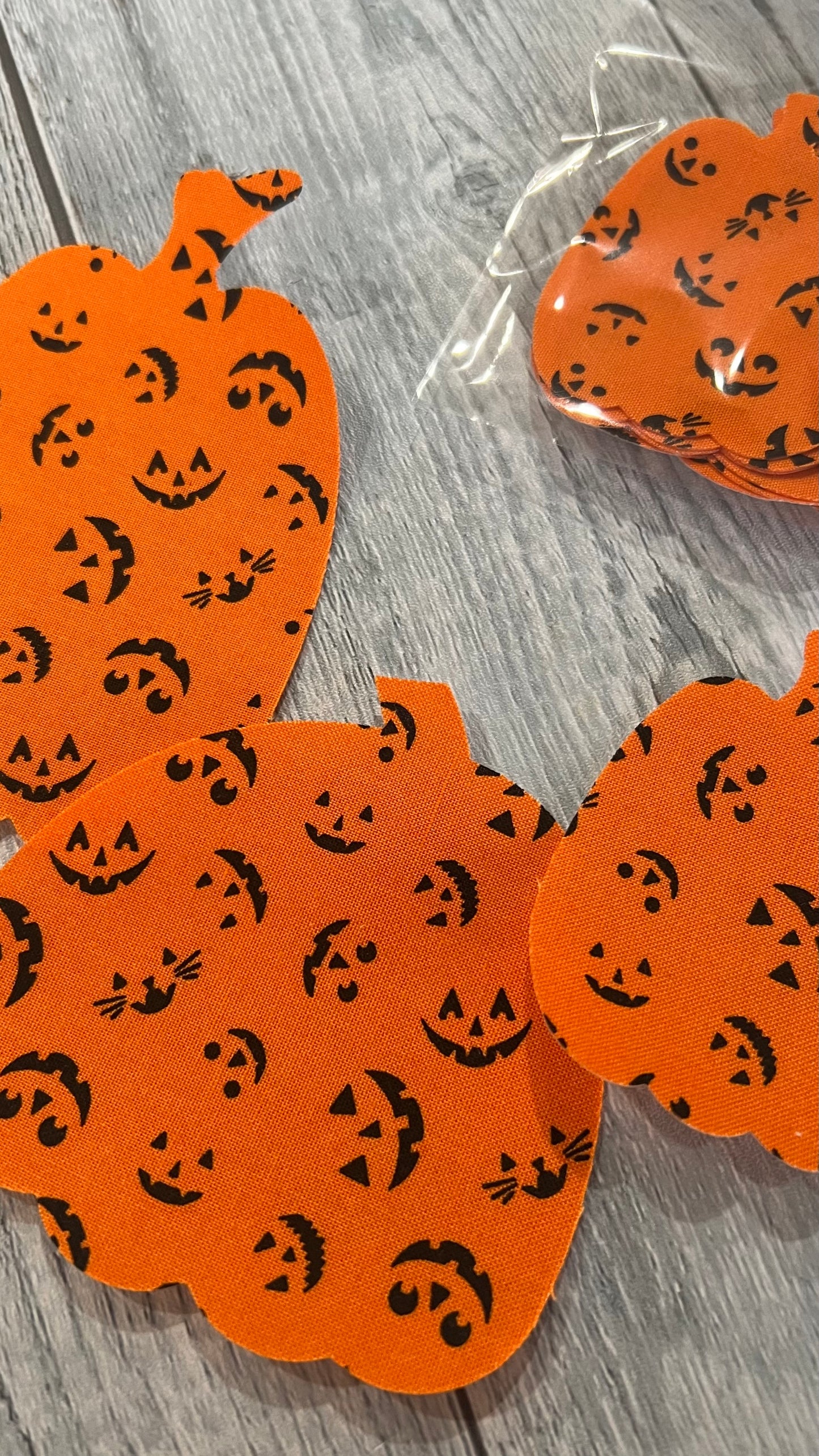 Orange Jack-O-Lantern Pumpkin Fused Appliques: Choice of Quantity