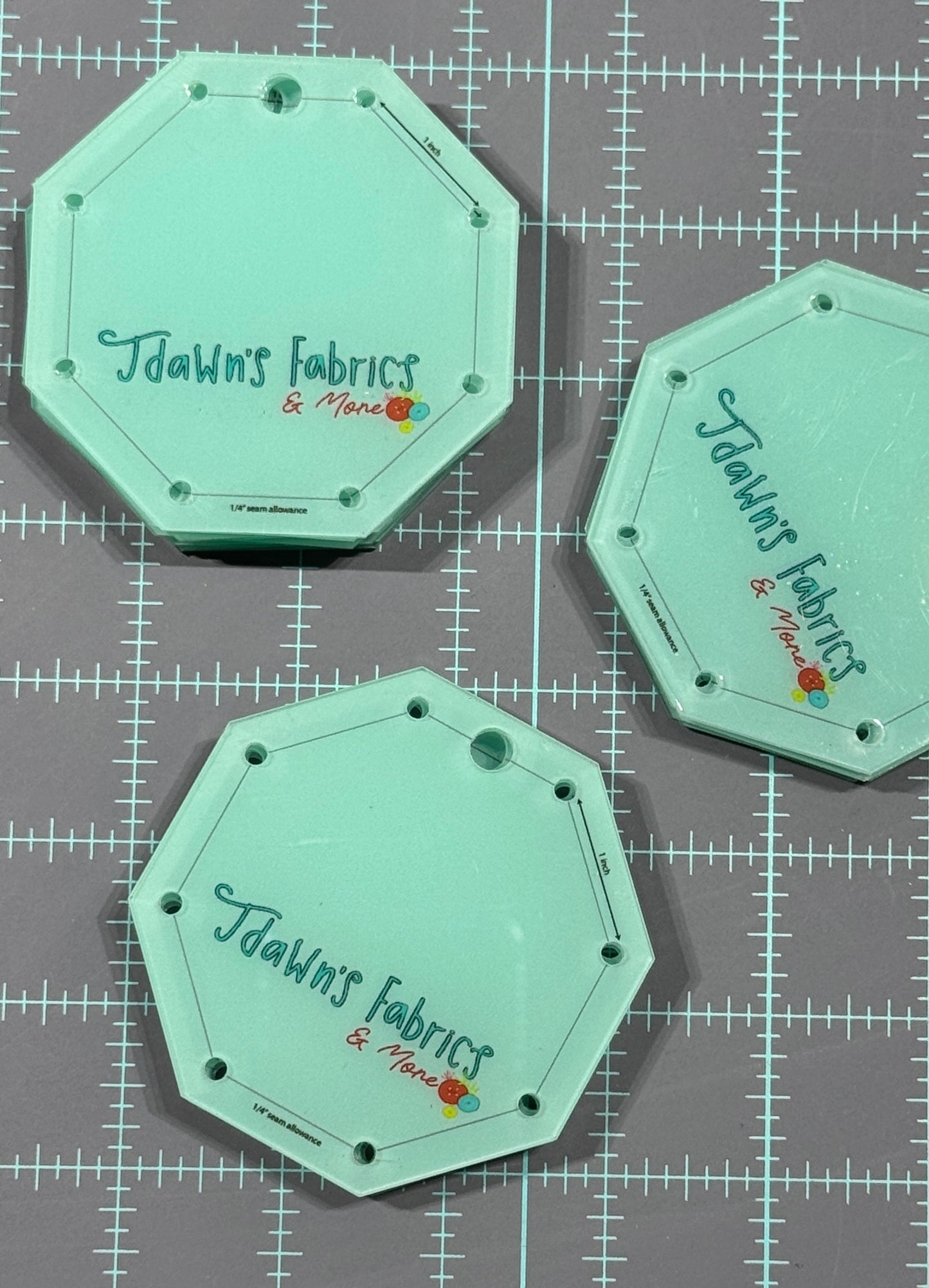 Jdawn's Fabrics & More- 1" Acrylic Hexagon Template