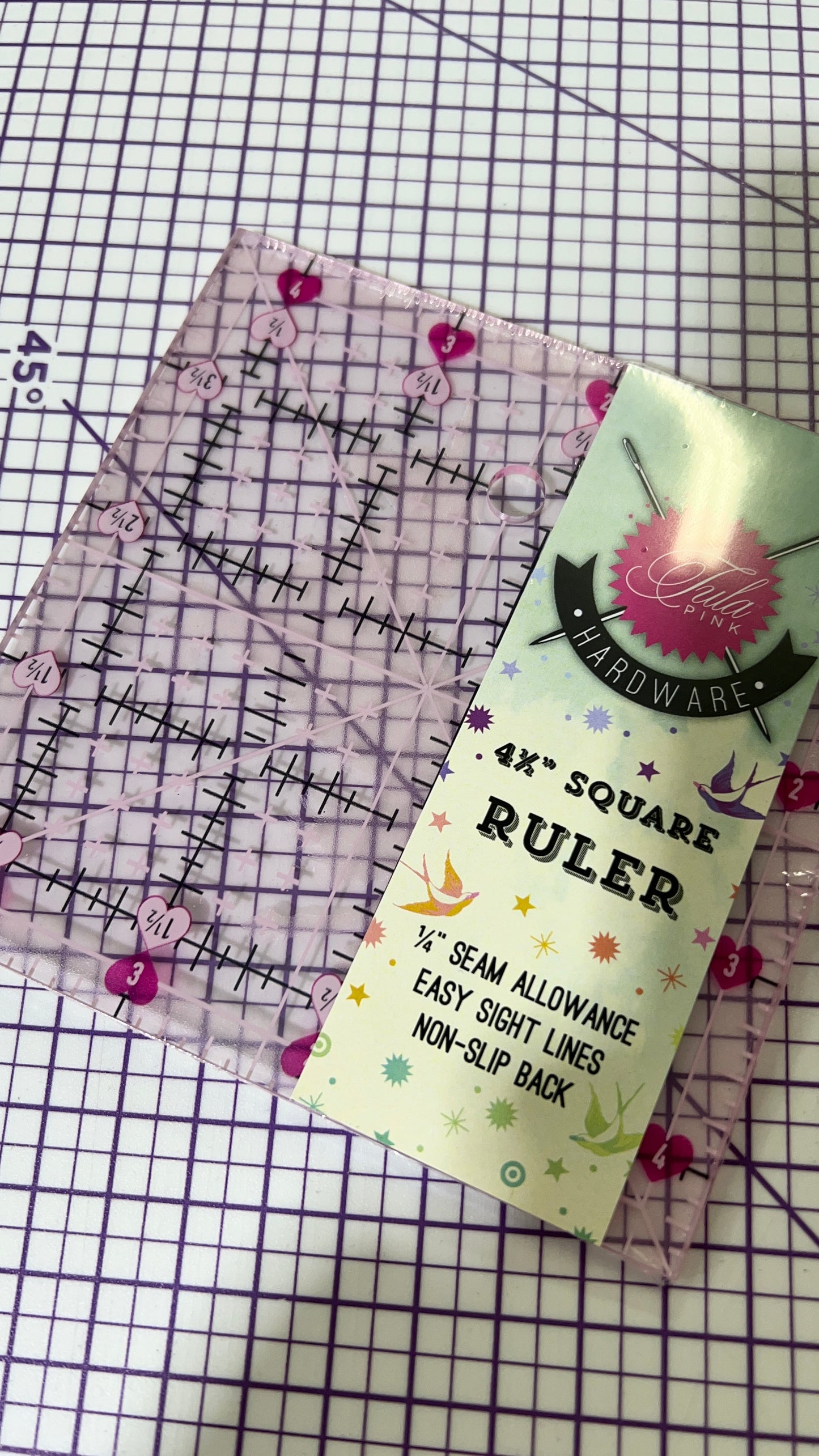 Tula Pink 4.5" Square Non Slip Unicorn Ruler