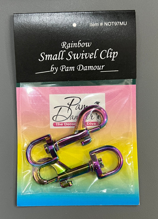 Small 1/2in Swivel Clip Strap Hardware- Rainbow: 2pc