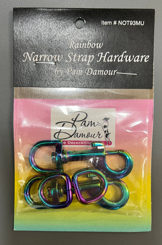 Narrow 1/2in Strap Hardware- Rainbow: 4pc