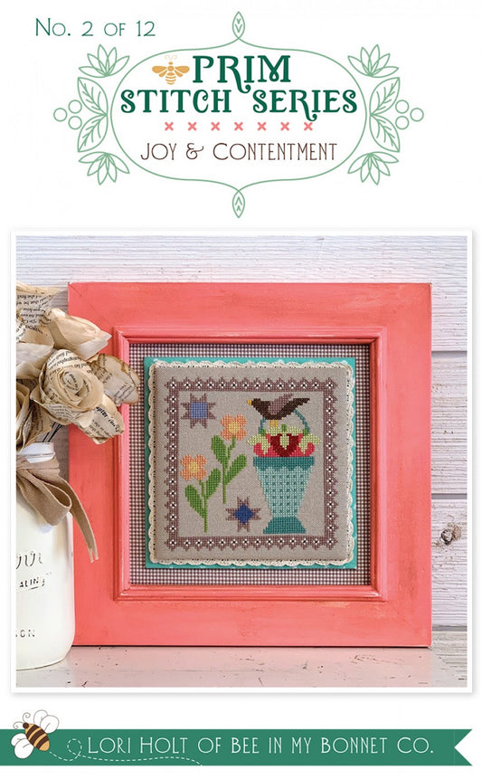 Prim Stitch Series No. 2- Joy & Contentment Cross Stitch Pattern