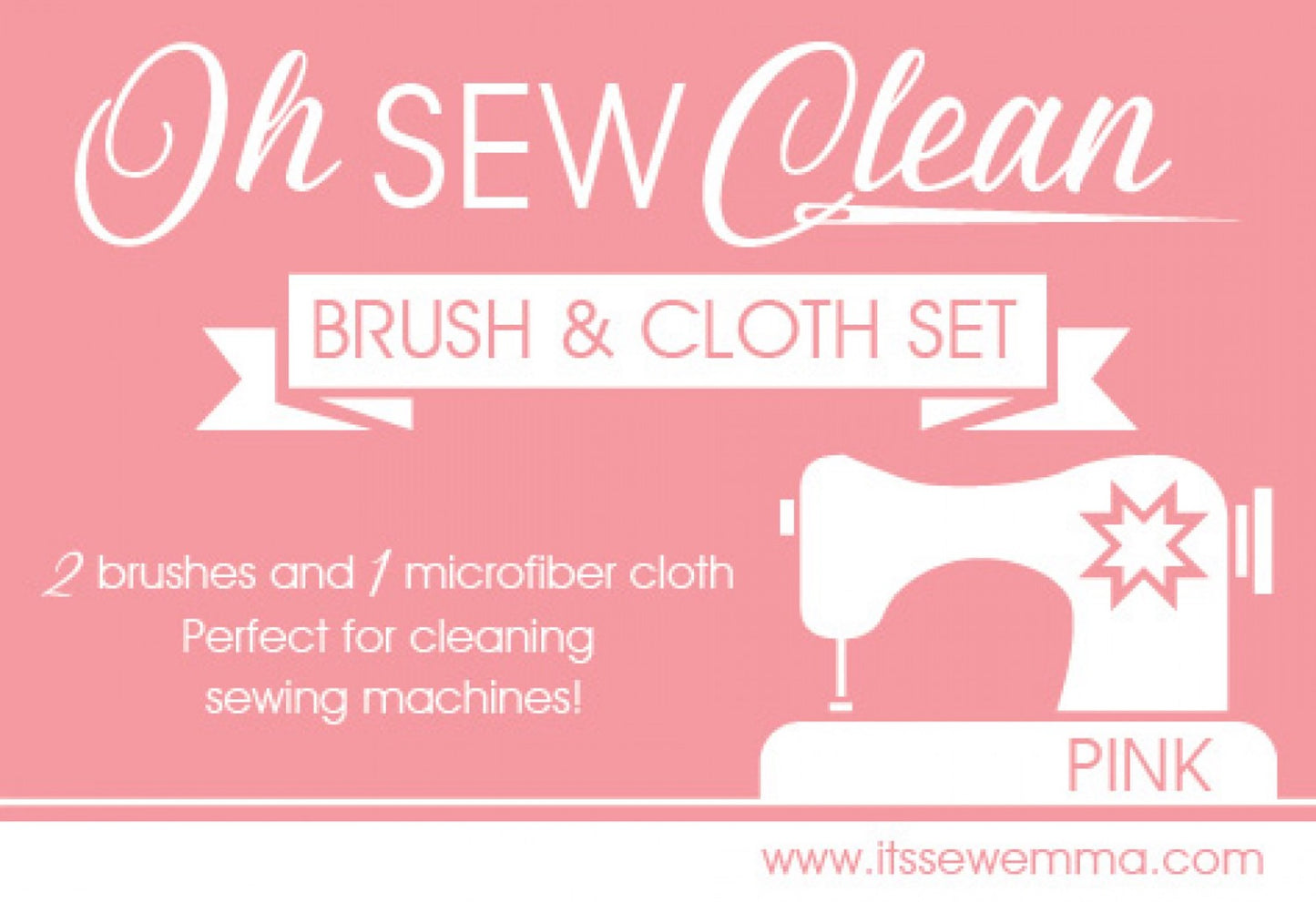Oh Sew Clean Brush & Cloth Set- Pink