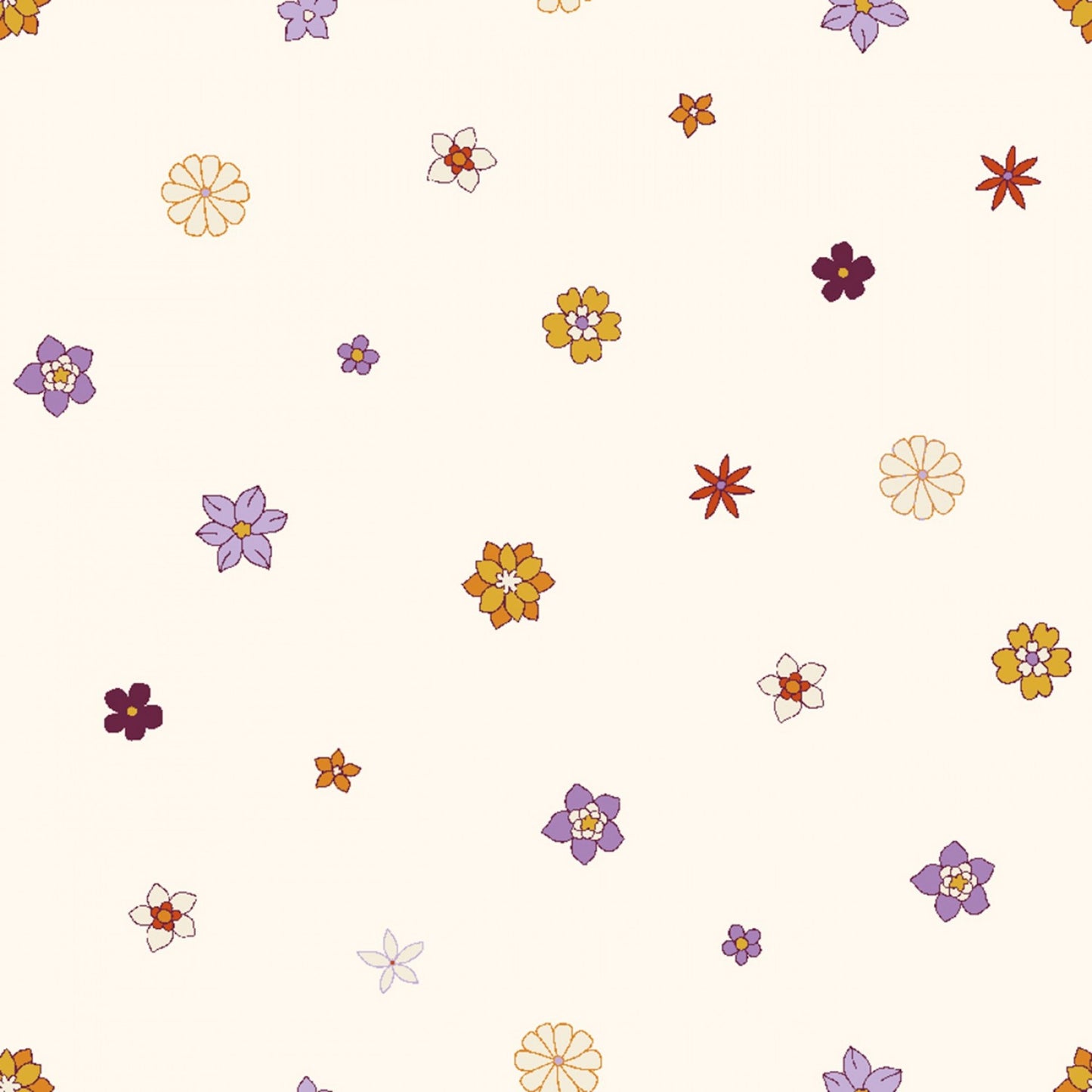 Groovy Boho- Lavender Fields Flowers In Your Hair: Sold by the 1/2 yard.